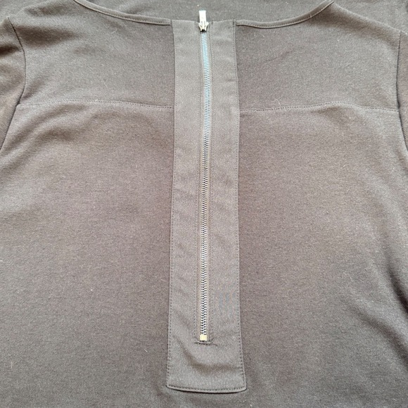 Ann Taylor Black Long Sleeve Zipper Detail Shift Dress Size 8 - Picture 6 of 6